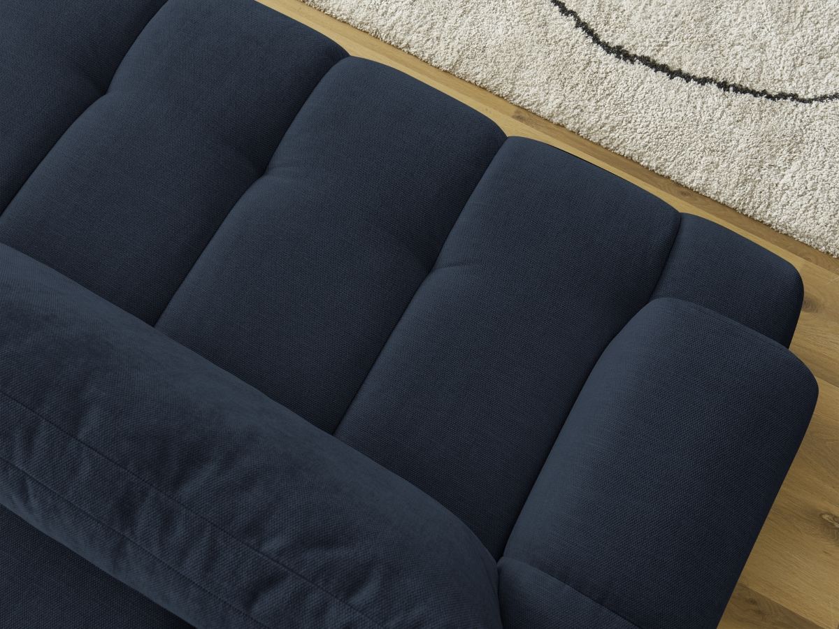 Bobochic Fuji Schlafsofa 3-Sitzer mit Bettkasten Stoff Dunkelblau