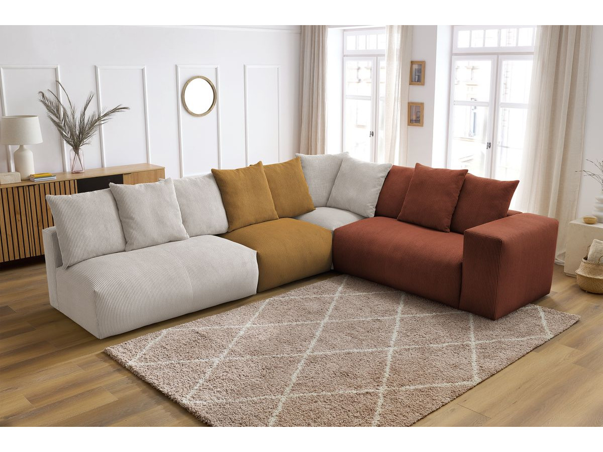 Bobochic Voltaire Ecksofa 322 × 268 cm Cordsamt Mehrfarbig Ecke rechts