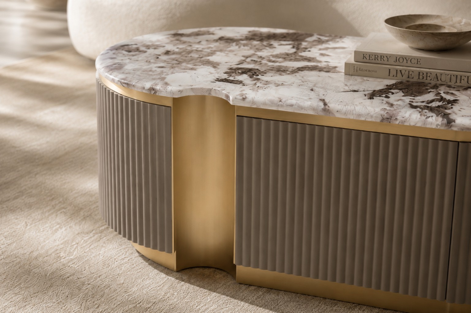 Livin Hill Couchtisch Stilig 122 × 60 × 45 cm Dunkles Taupe, Platte Taupe/Kühles Dunkelbraun