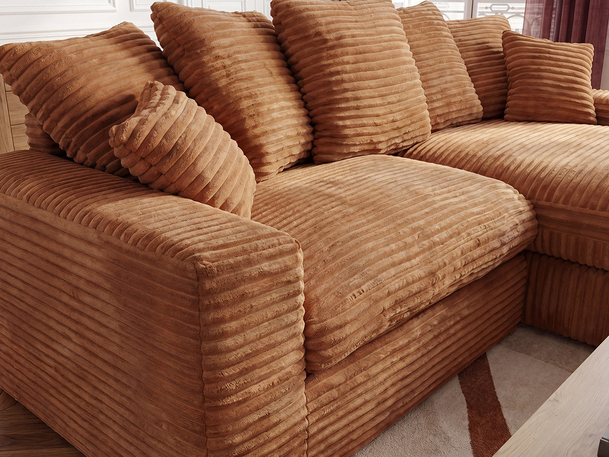 Bobochic Nevada Ecksofa Breitcord weich Ockergelb