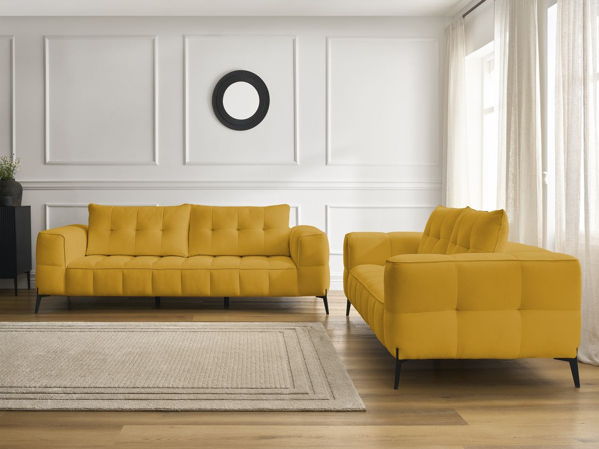 Bobochic Anis Sofa-Set 3- und 2-Sitzer Strukturstoff Gelb