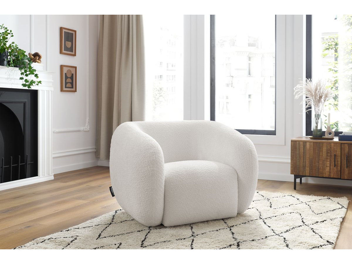 Bobochic Celine Sessel Bouclé-Stoff Weiß