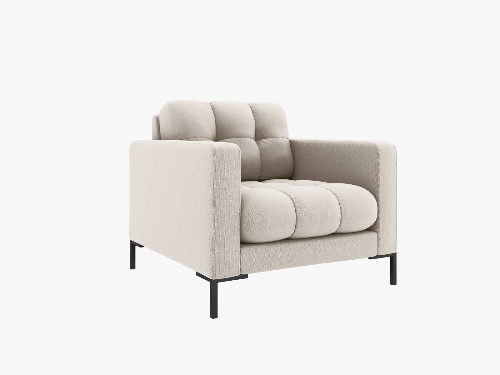 Micadoni Sessel Mamaia 1-Sitzer Strukturierter Stoff Neve Beige schwarze Beine