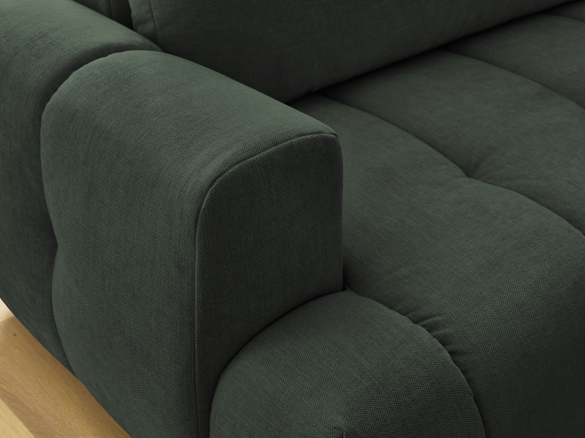 Bobochic Fuji Ecksofa mit Schlaffunktion und Bettkasten 282 × 204 cm Stoff Grün Ecke rechts