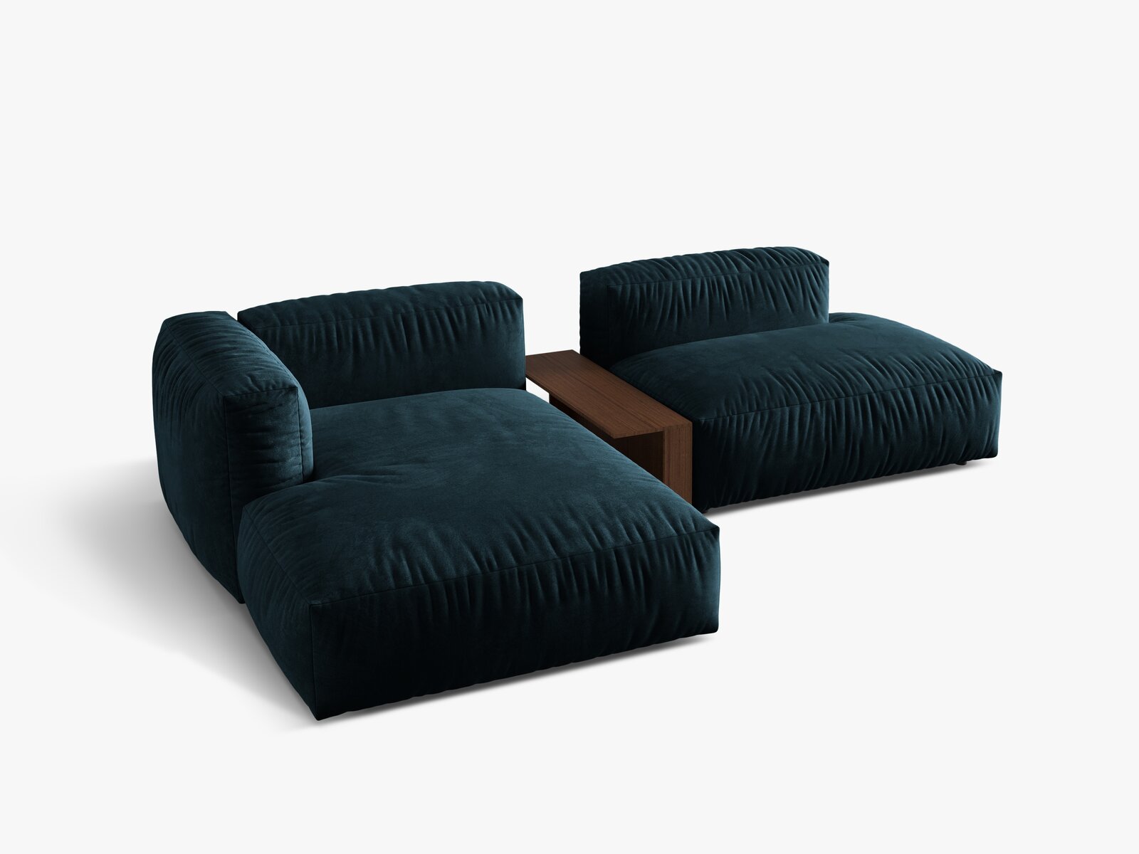 Micadoni Ecksofa Martina 2-Sitzer mit Couchtisch Links Samt Tiefes Petrol
