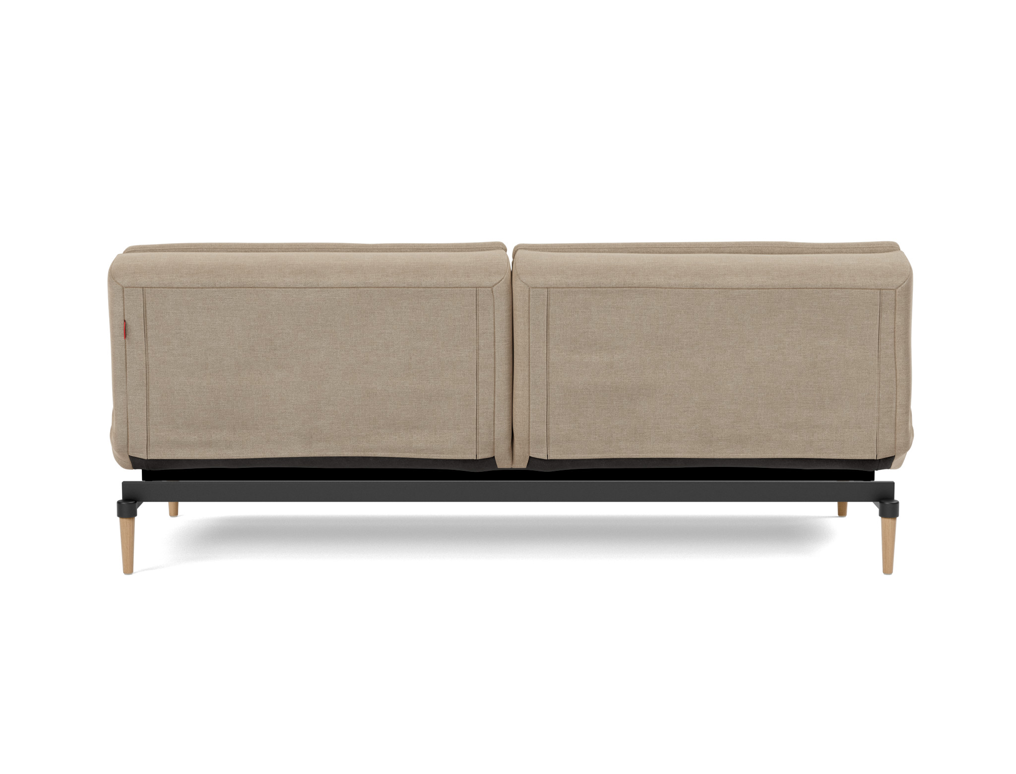 Schlafsofa Dublexo Flachgewebe Phobos 587-Mocha Beine Styletto Eiche hell