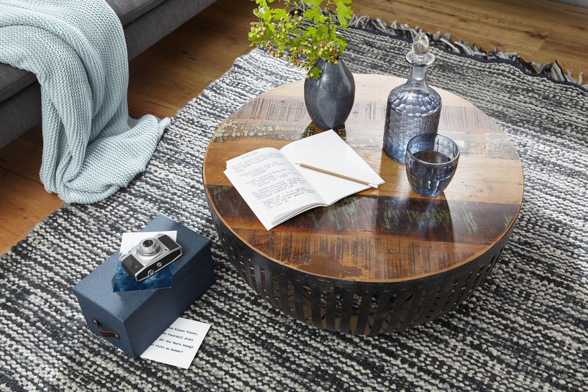 Couchtisch Auning Mango Massivholz Braun Ø 70 cm