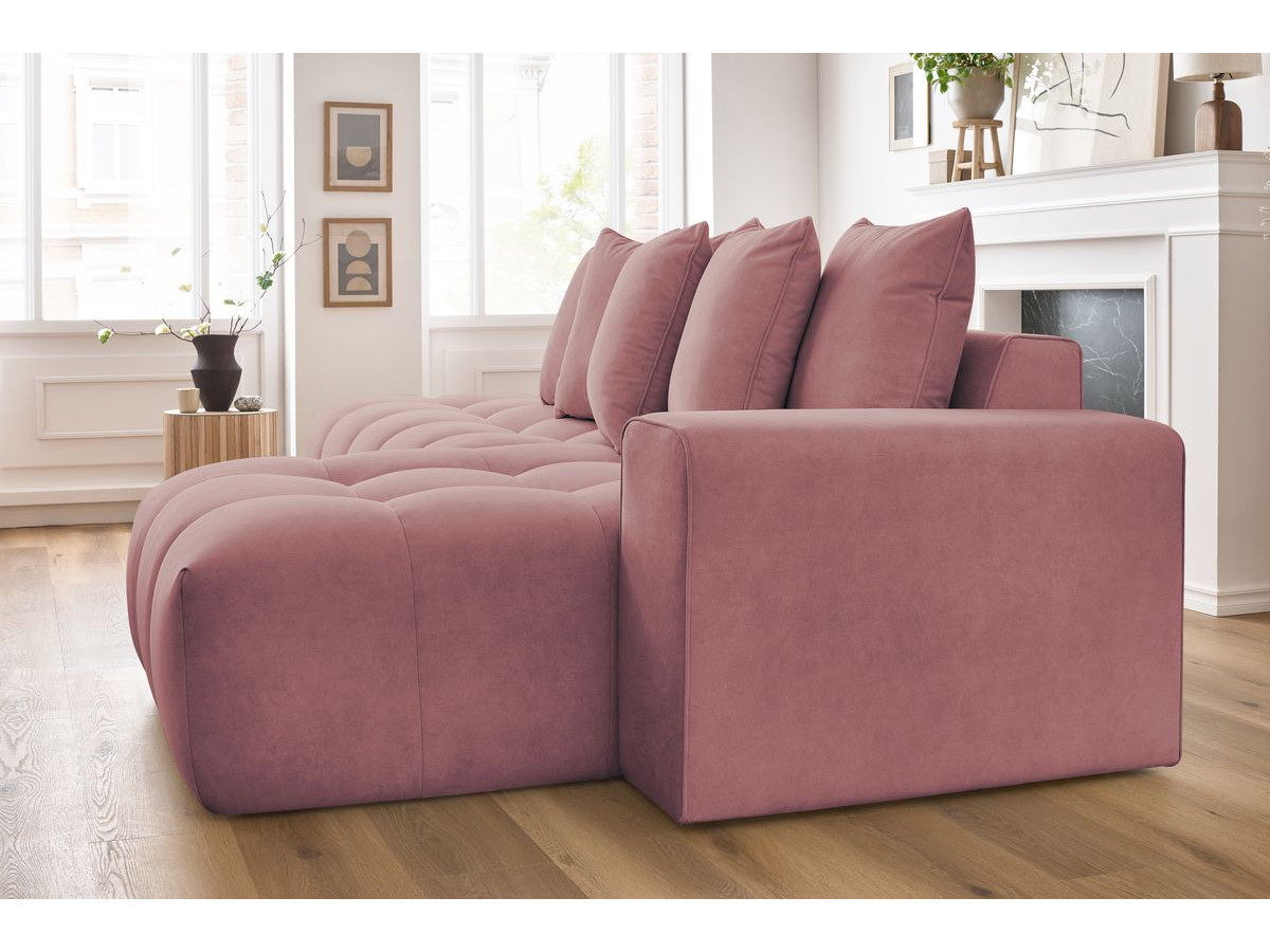 Bobochic Mont-blanc Ecksofa Samt Rosa Ecke rechts