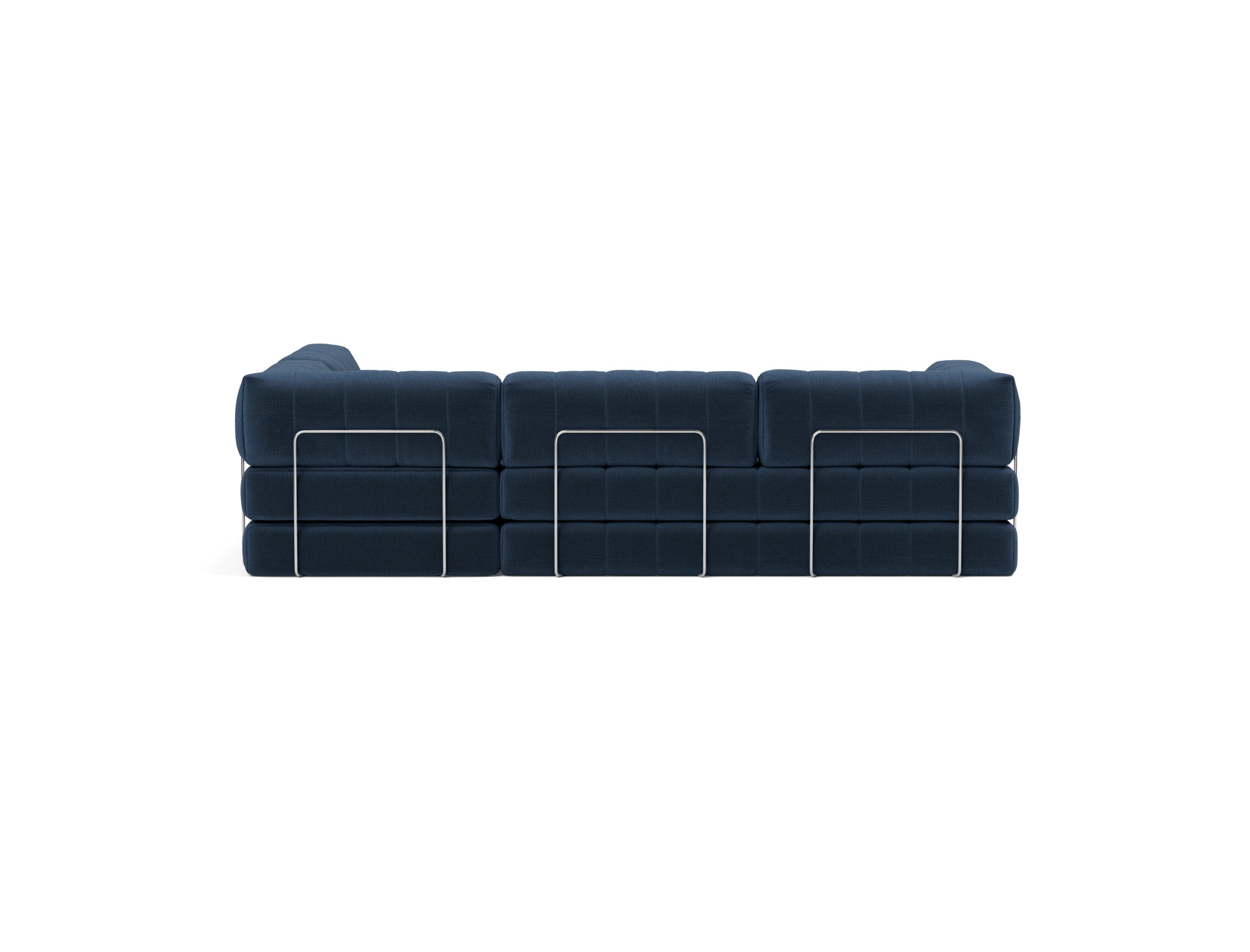 Eck-Schlafsofa CozyPad L-Form mit Armlehne Chenille Esina 414-Indigo-Blue