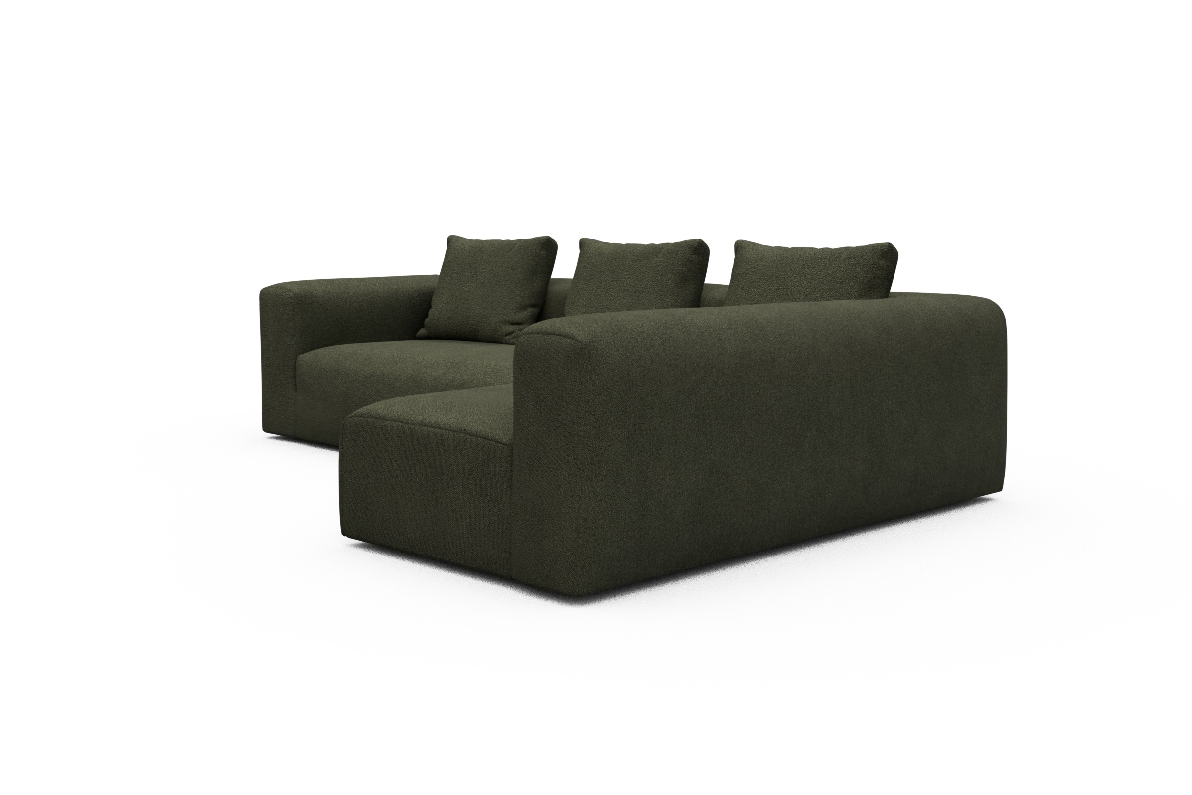 Ecksofa Fred 2x 2,5-Sitzer rechts offen Boucle-Forest-Green