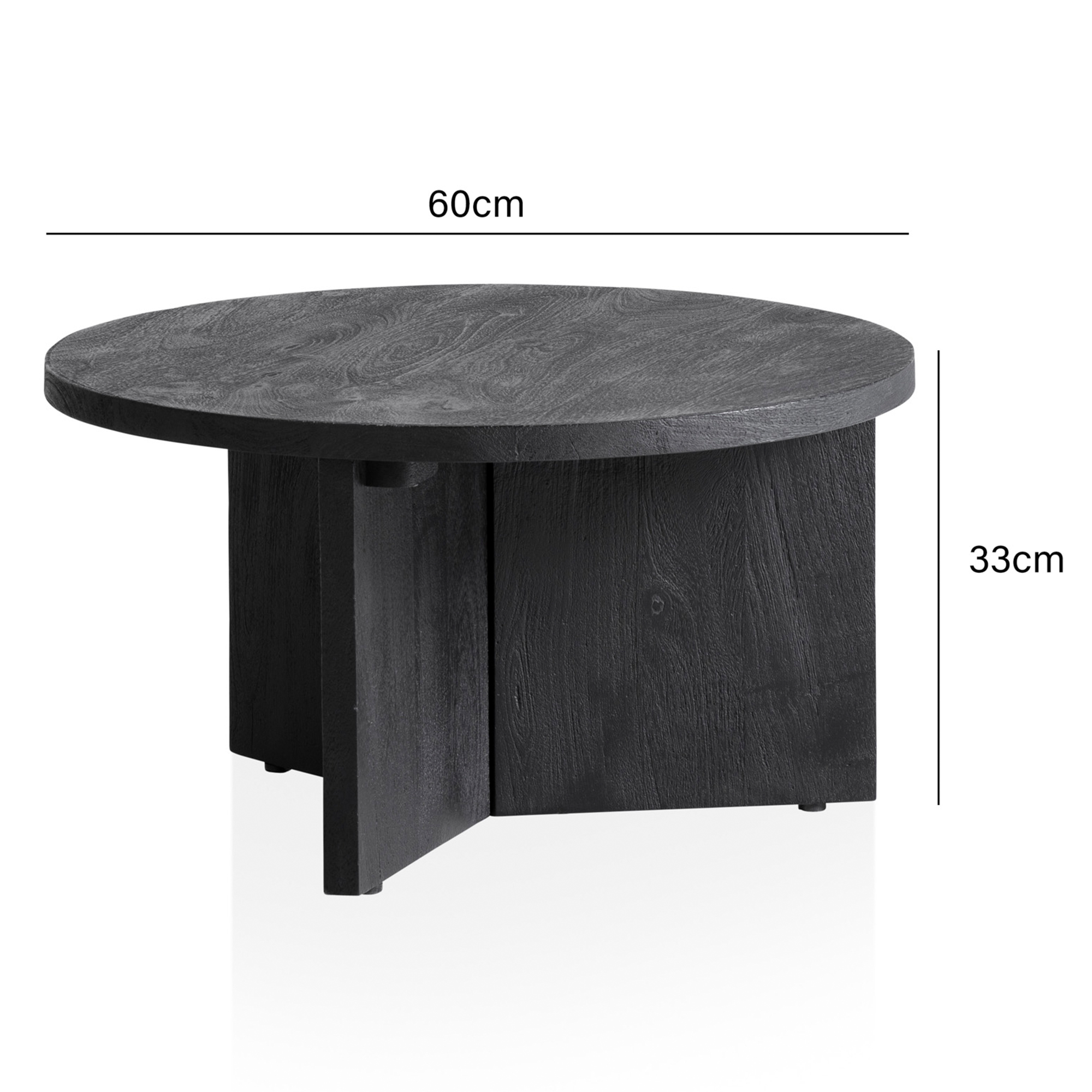 Couchtisch Asker Massivholz Schwarz Ø 60 × H 33 cm