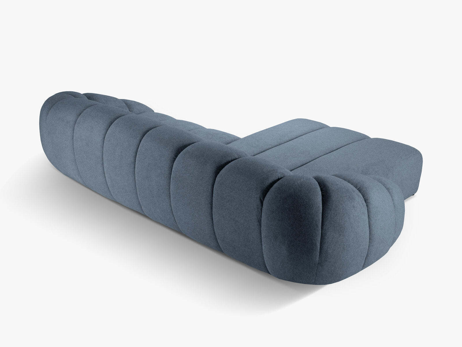 Micadoni Ecksofa Diana 4-Sitzer Links Strukturierter Samtstoff Jeansblau