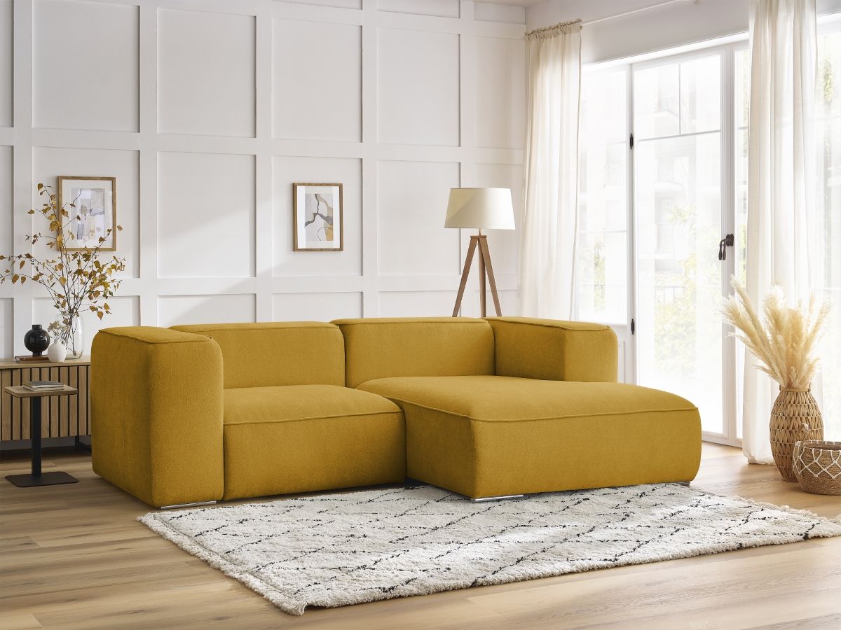 Bobochic Zephyr Ecksofa 260 × 165 cm Strukturstoff Gelb Ecke rechts