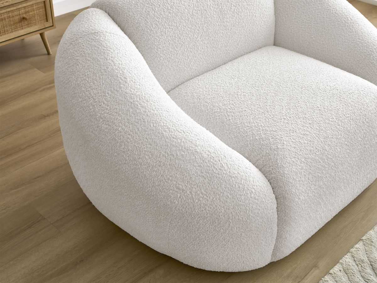 Bobochic Tina Sessel Bouclé-Stoff Weiß