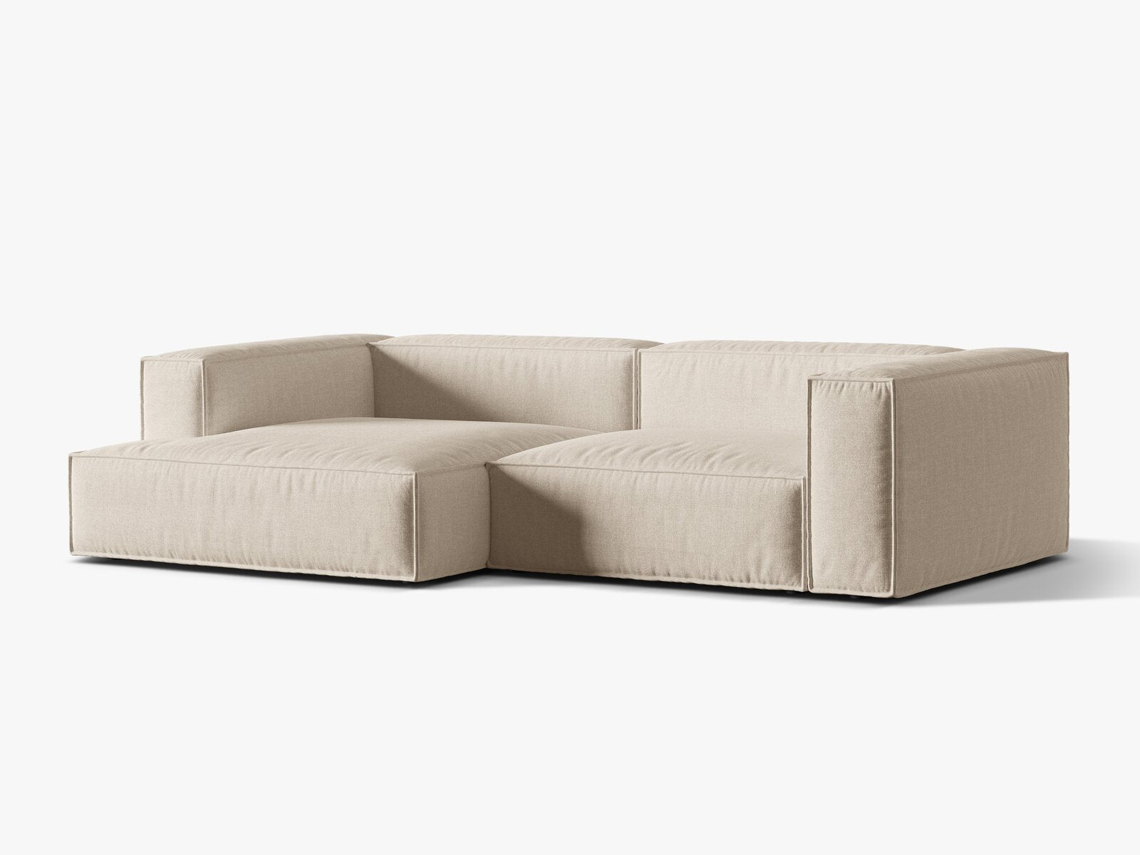 Micadoni Ecksofa Nuria 4-Sitzer Links Strukturierter Stoff Beige