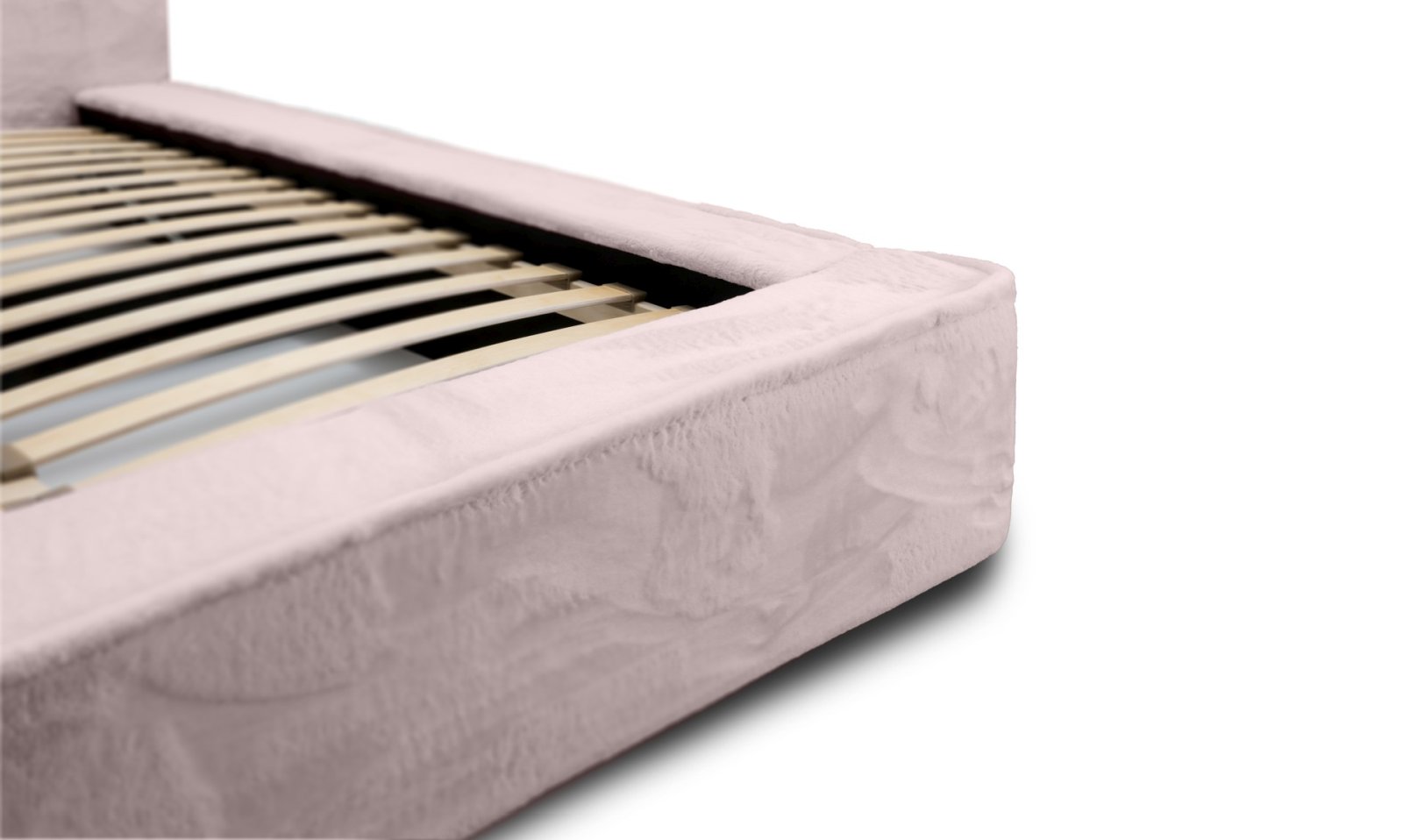 Polsterbett Casto Mikrofaser mit Fell-Optik 140x200 mit Holzrahmen Lapit 91