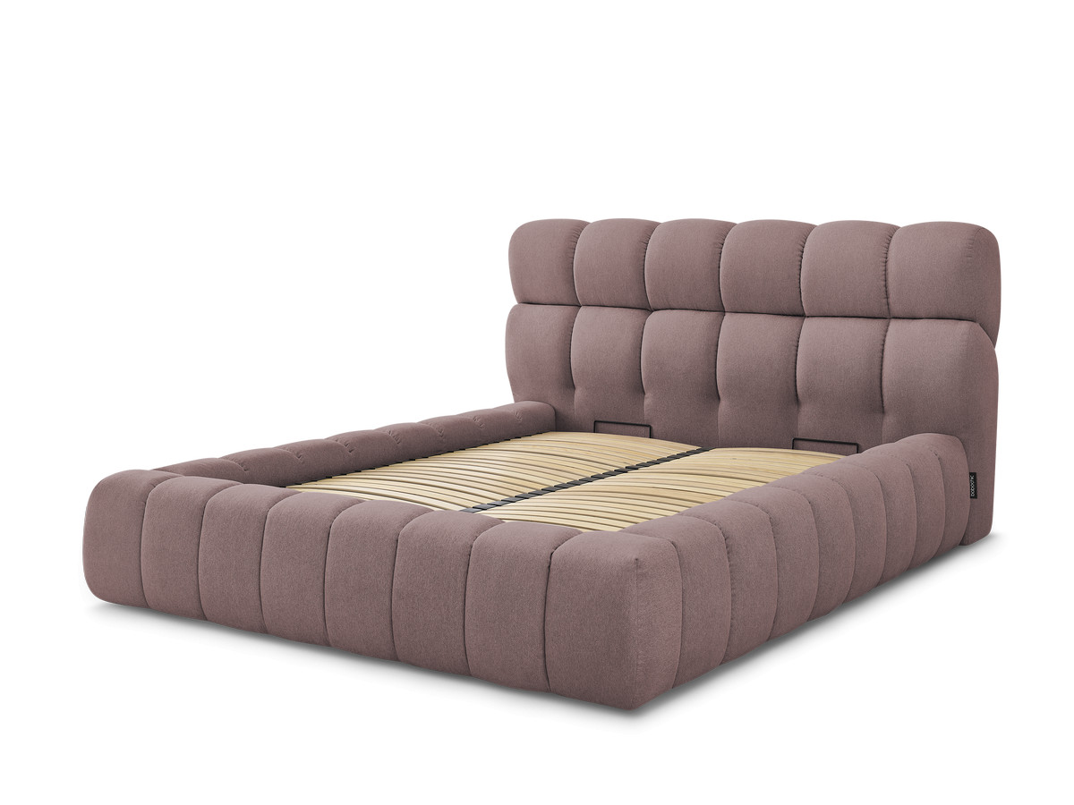 Bobochic Mont-blanc Polsterbett mit Bettkasten Stoff Rosa, Liegefläche 140 × 190 cm