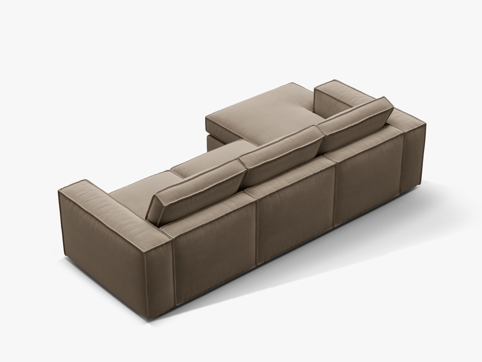Micadoni modulares Ecksofa Pola 3-Sitzer Links Samt Salvador Grau Braun