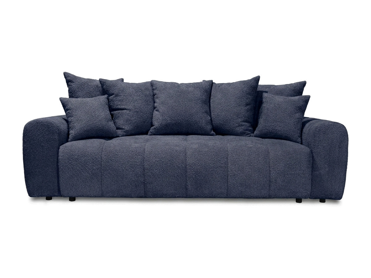 Bobochic Roxelane Schlafsofa 3-Sitzer mit Bettkasten Bouclé-Stoff Dunkelblau