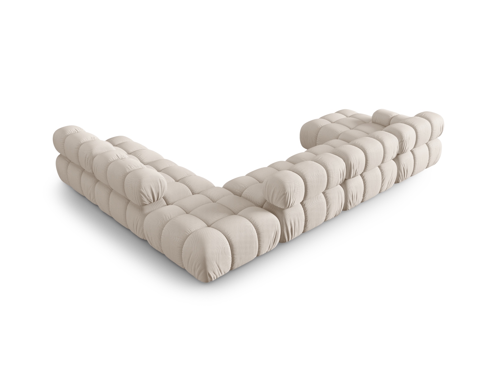 Micadoni Modulares Panorama Ecksofa Bellis 7-Sitzer Rechts 3D-Stoff Sonic Helles Beige