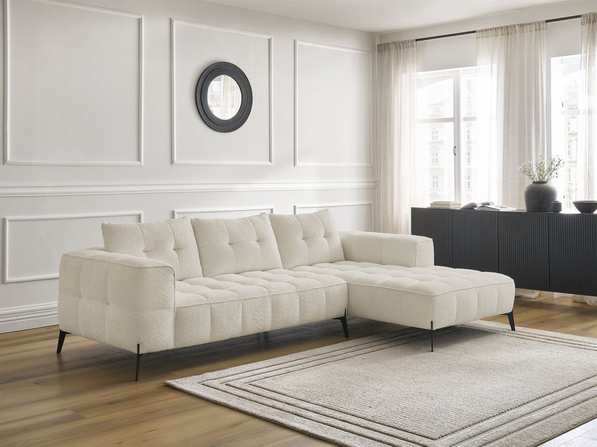 Bobochic Anis Ecksofa Bouclé-Stoff Beige Ecke rechts