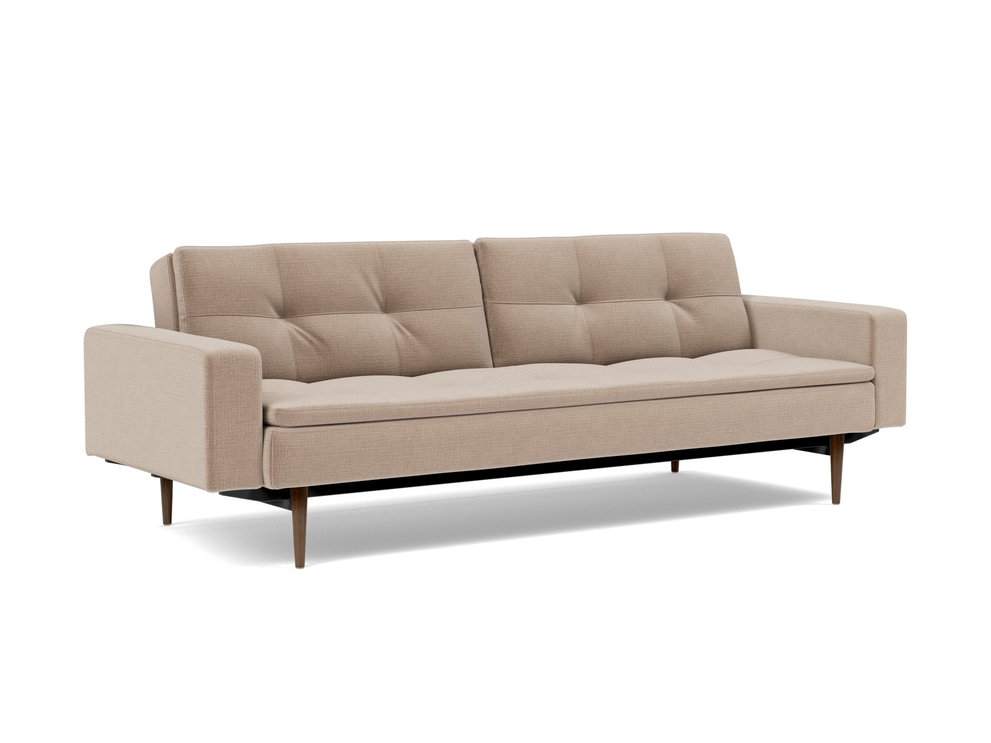 Schlafsofa Dublexo mit Armlehnen Chenille Esina 417-Mocha Beine Styletto Eiche dunkel