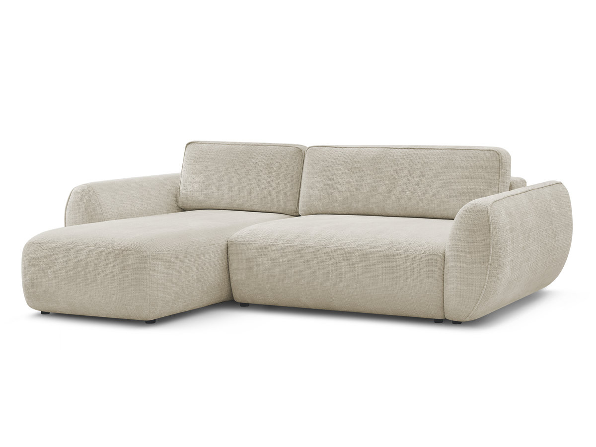 Bobochic Denise Ecksofa mit Schlaffunktion und Bettkasten 258 × 160 cm Strukturstoff Beige Ecke links