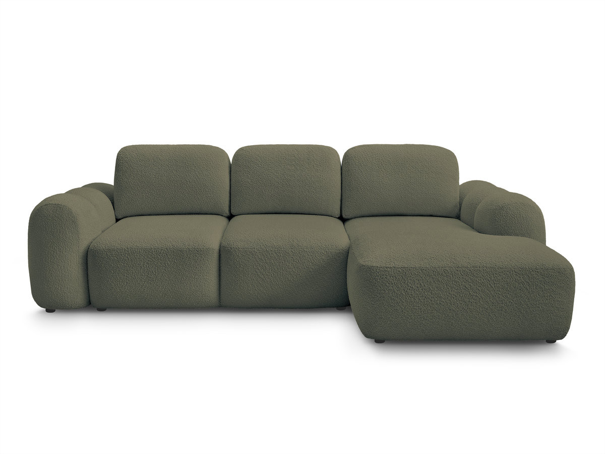 Bobochic Montaigne Ecksofa mit Schlaffunktion und Bettkasten 276 × 164 cm Bouclé-Stoff Grün Ecke rechts