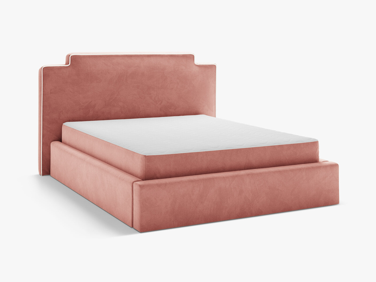 Micadoni Princess Samtbett mit Bettkasten und Kopfteil Samt Magic Velvet Elfenbein / Rosa 160x200