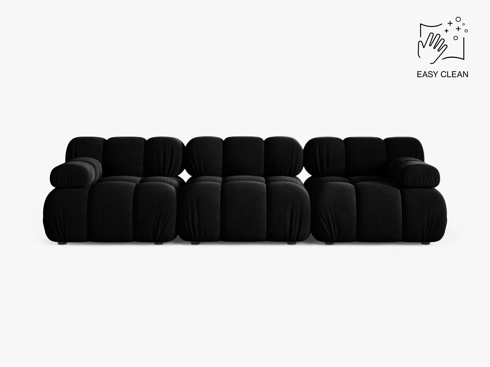 Micadoni Modulares Sofa Bellis 3-Sitzer Samt Venus Schwarz