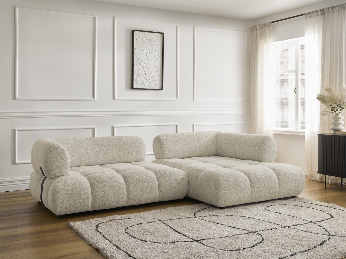 Bobochic Alya Ecksofa Bouclé-Stoff Beige Ecke rechts