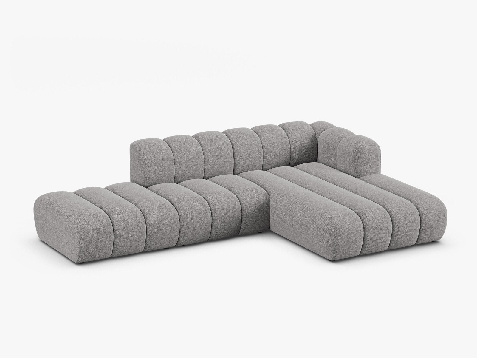 Micadoni Modulares Ecksofa offen Lupine 5-Sitzer Rechts Chenille Eden Hellgrau