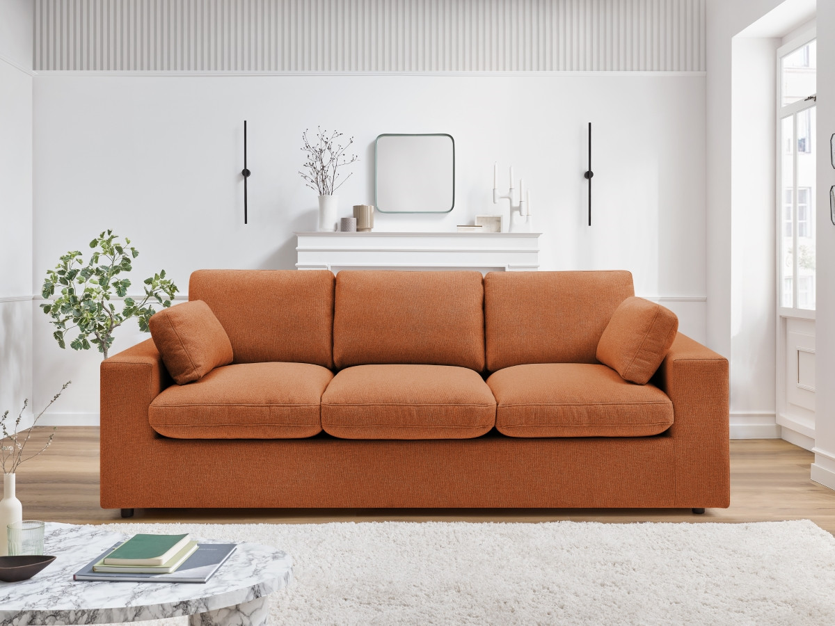 Bobochic Belair Sofa 3-Sitzer 220 × 93 cm Stoff Orange