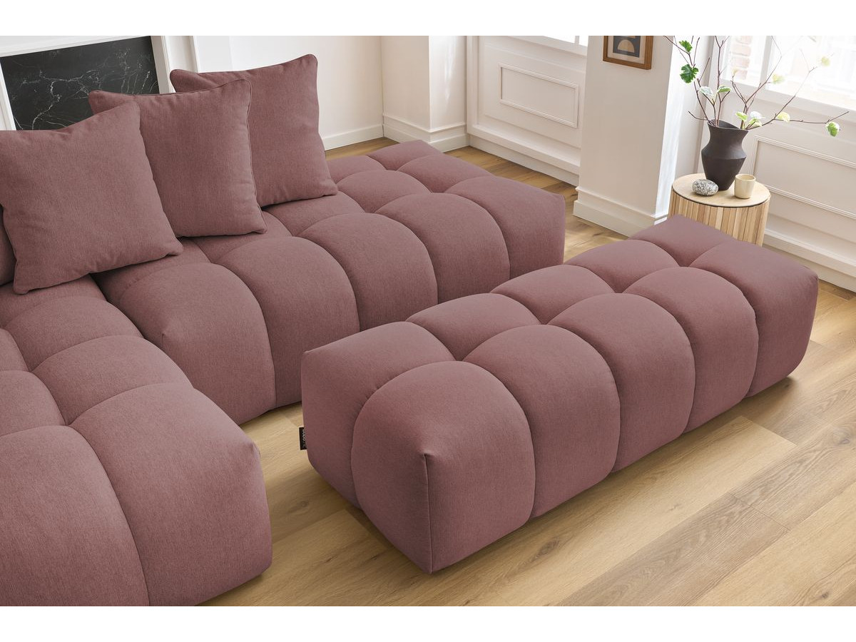 Bobochic Mont-blanc Ecksofa mit Pouf Melange-Stoff Rosa Ecke links