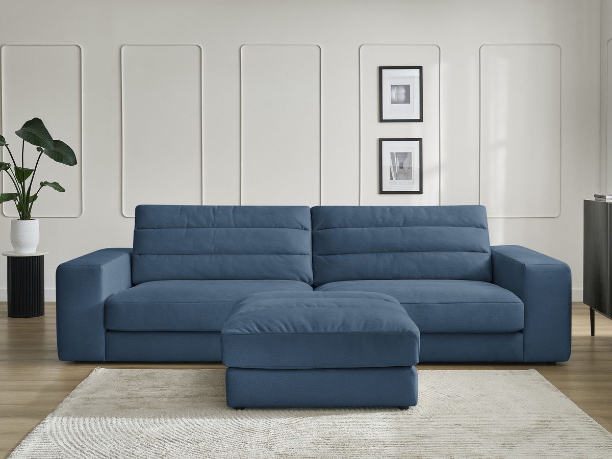 Bobochic Sierra Sofa 4-Sitzer mit Pouf Samt Dunkelblau