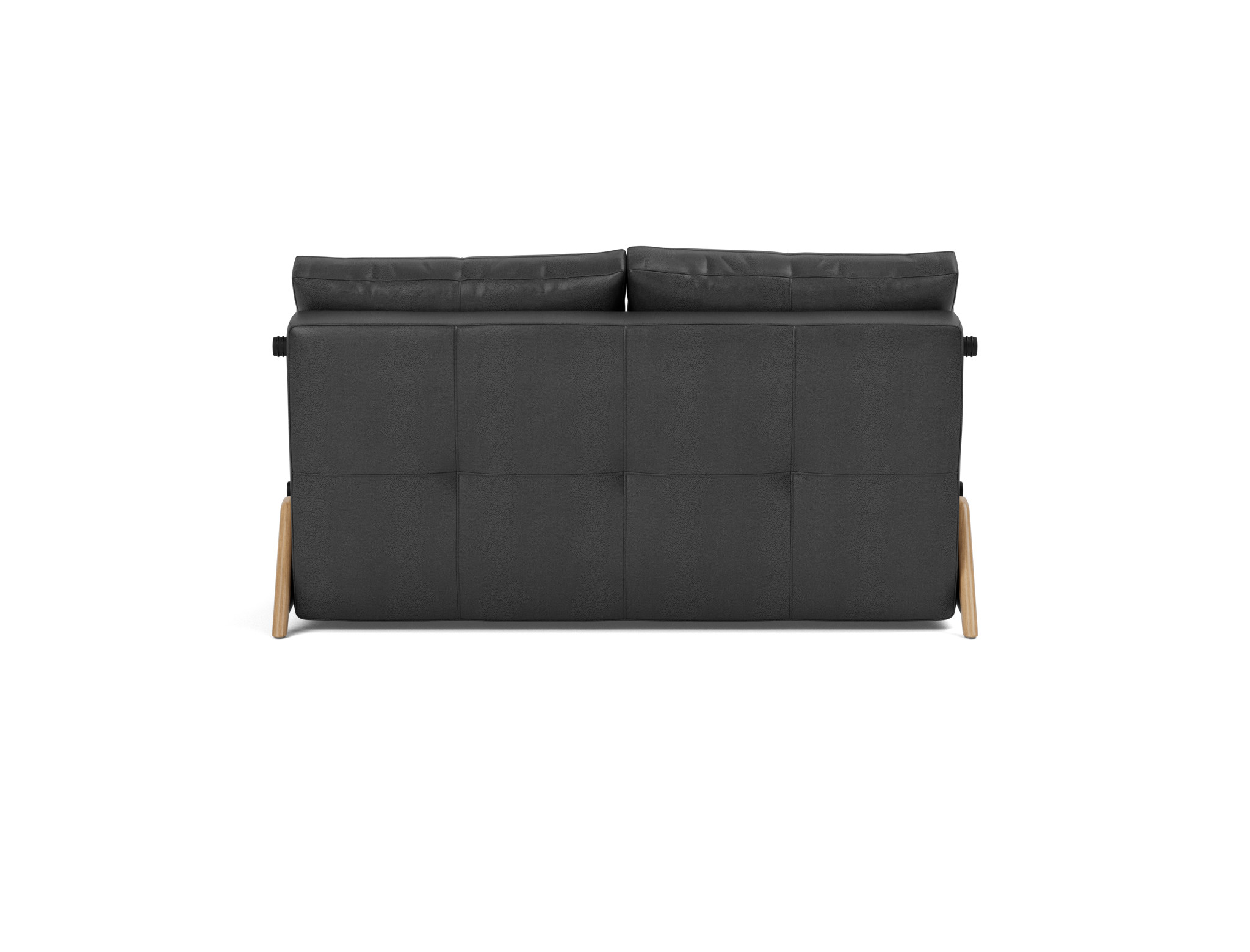 Schlafsofa Cubed 140 Lederoptik Faunal 550-Black Beine Eiche