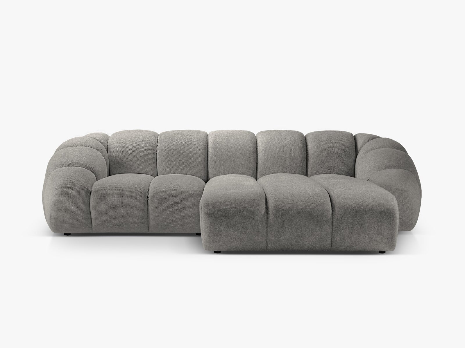 Micadoni Ecksofa Diana 3-Sitzer Rechts Strukturierter Samt Bubble Hellgrau