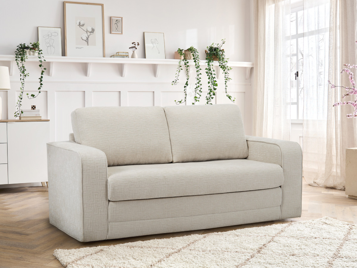 Bobochic Come Schlafsofa 2-Sitzer Strukturstoff Beige