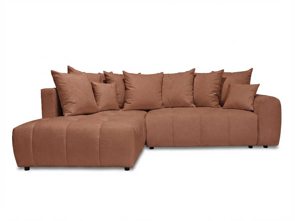 Bobochic Roxelane Ecksofa mit Schlaffunktion und Bettkasten Melange-Stoff Orange Ecke links