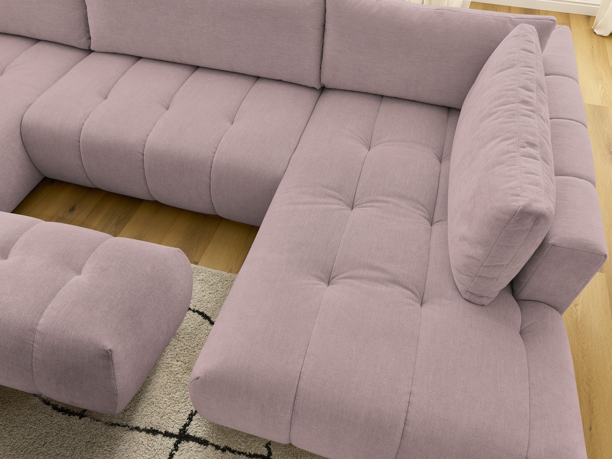 Bobochic Fuji Wohnlandschaft mit Pouf Stoff Rosa Ecke links