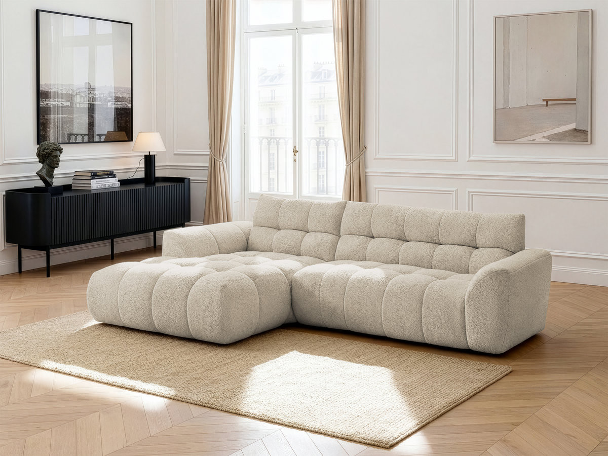 Bobochic Jaya Ecksofa Chenille Beige Ecke links
