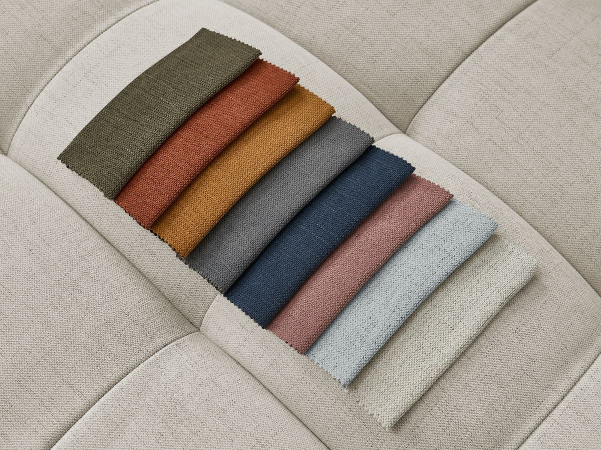 Bobochic Cloud Ecksofa mit Pouf 268 × 110 cm Stoff Beige