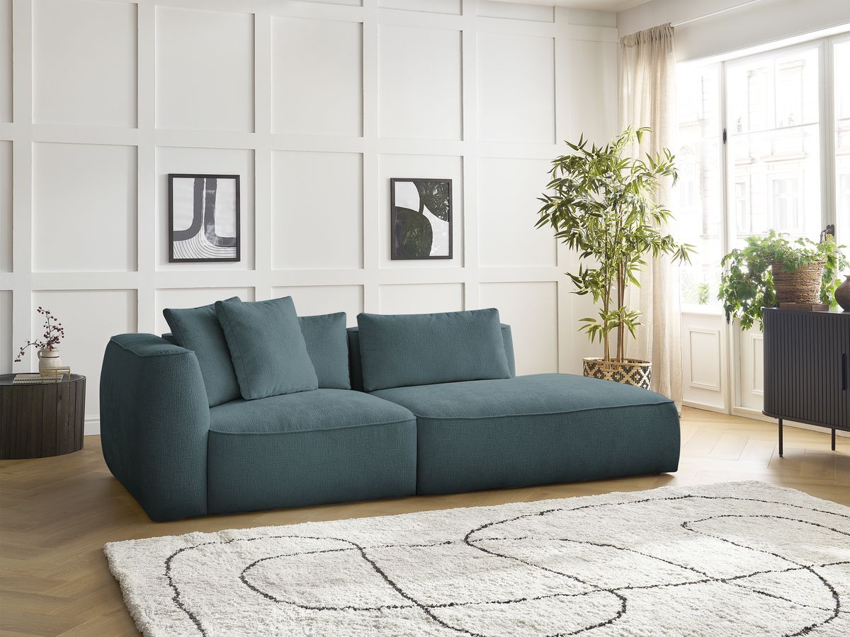 Bobochic Leopold Sofa 3-Sitzer Strukturstoff Dunkelblau Armlehne links