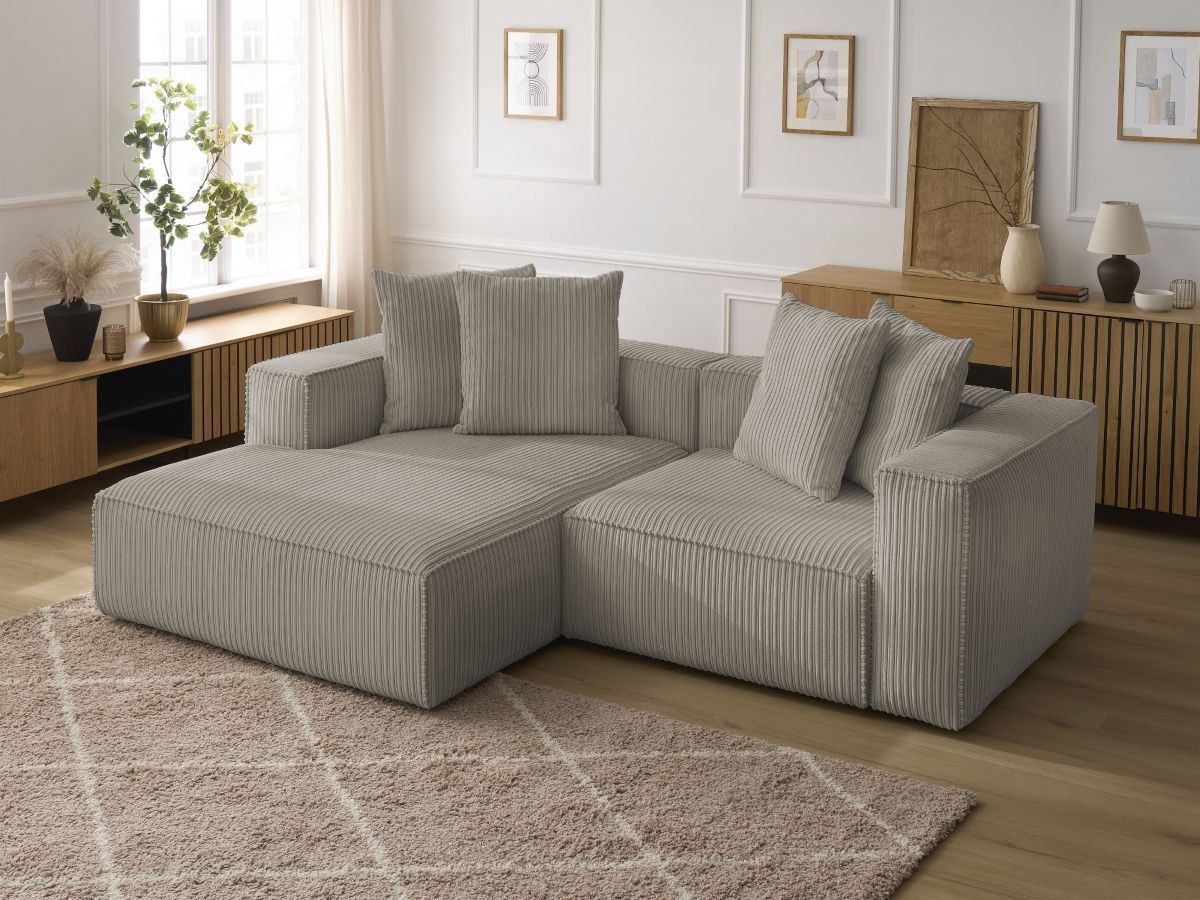 Bobochic Nina Ecksofa Cordsamt Taupe Ecke links
