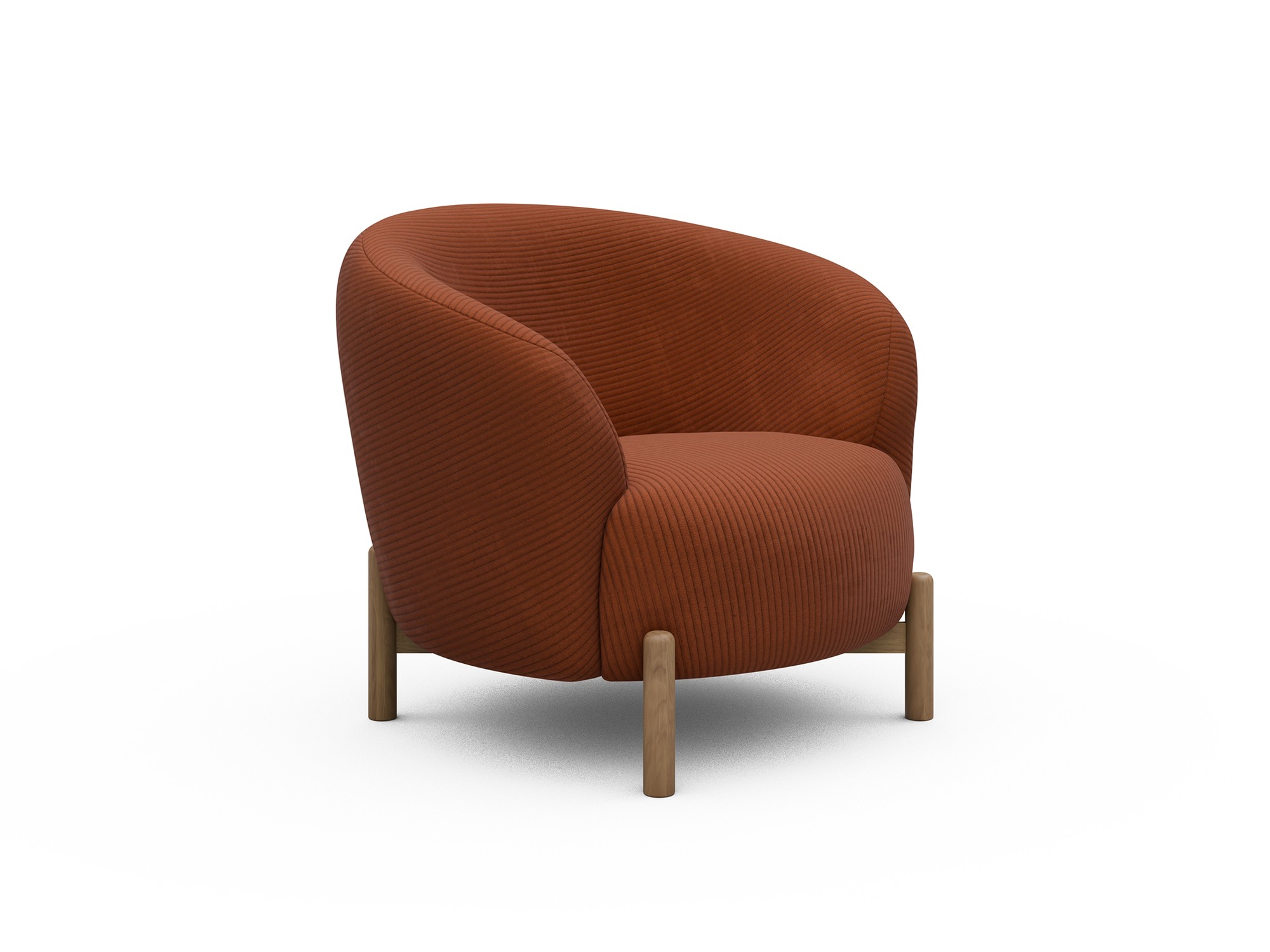 Sessel Ronda Holzbeine Eiche Natur Kord Corduroy 595-Burnt-Orange