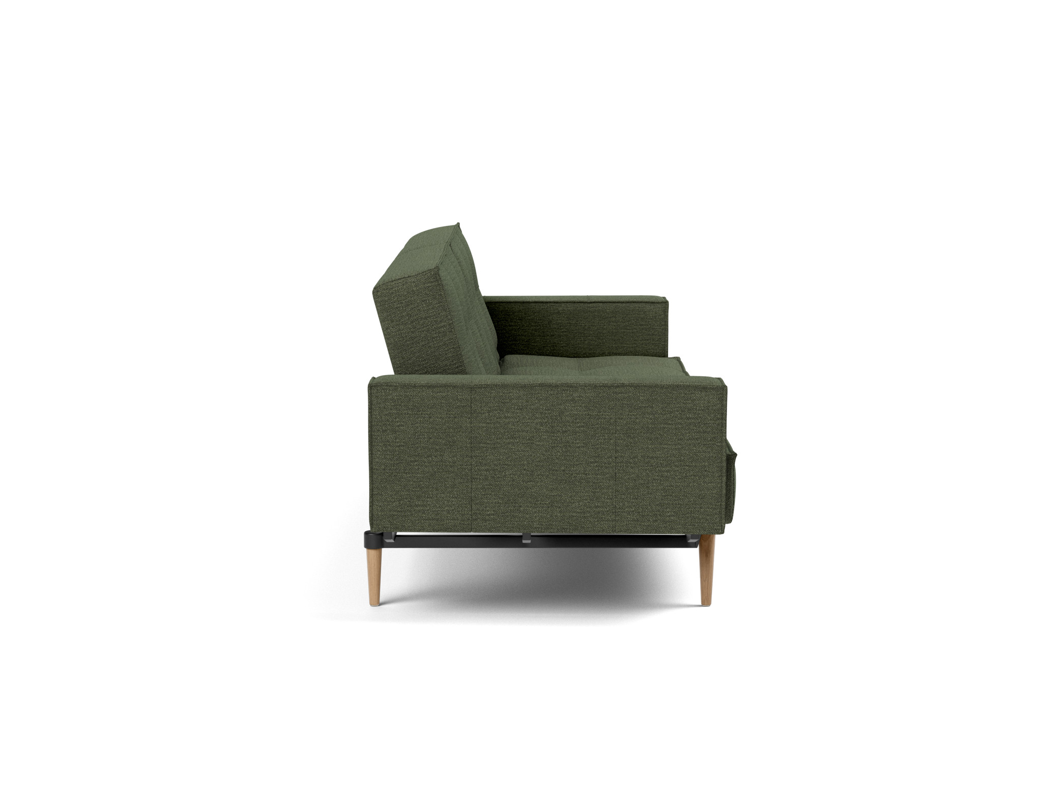 Schlafsofa Splitback mit Armlehnen Strukturierter Stoff Taura 353-Forest Beine Styletto Eiche hell