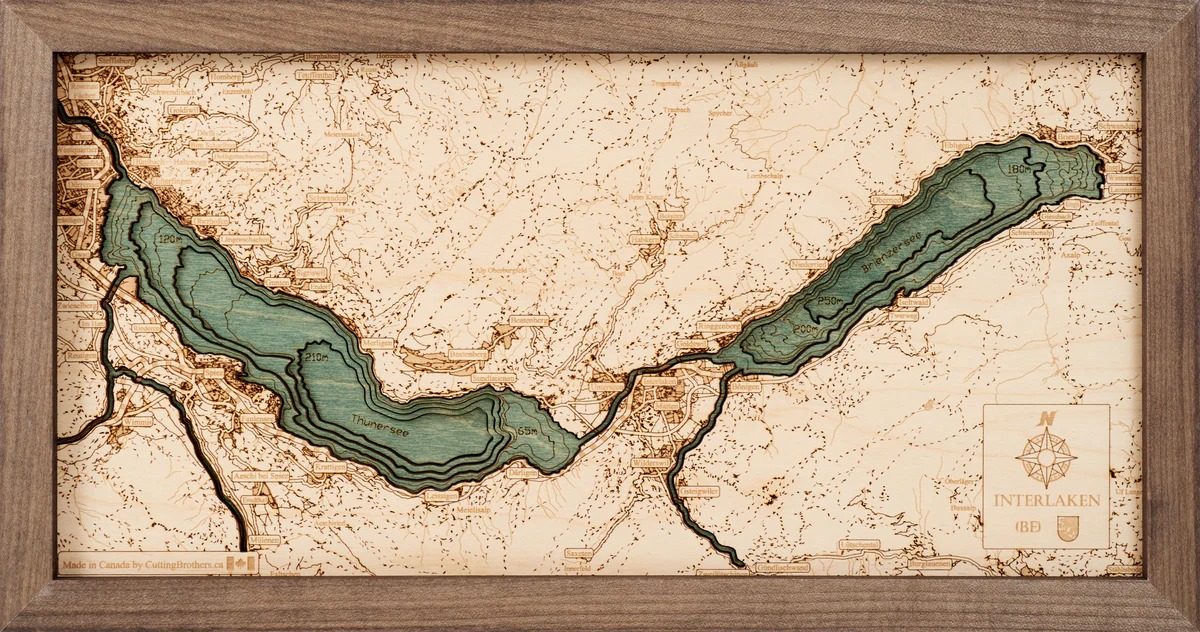 Cutting Brothers 3D Holz-Wandkarte Interlaken Brienzersee Thunersee 40.5 x 30.5 moebelfaktor