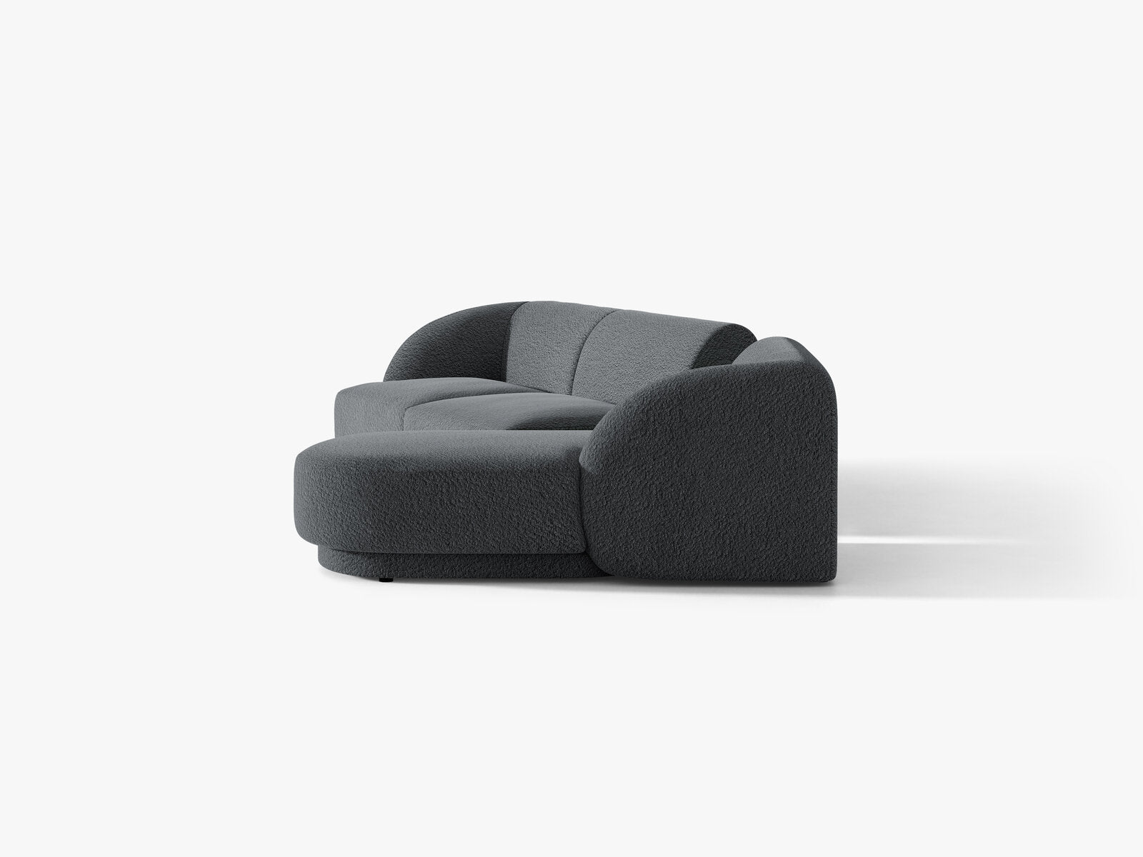 Micadoni Modulares Sofa Miley mit Recamiere 3-Sitzer Rechts Boucle Baloo Dunkelgrau