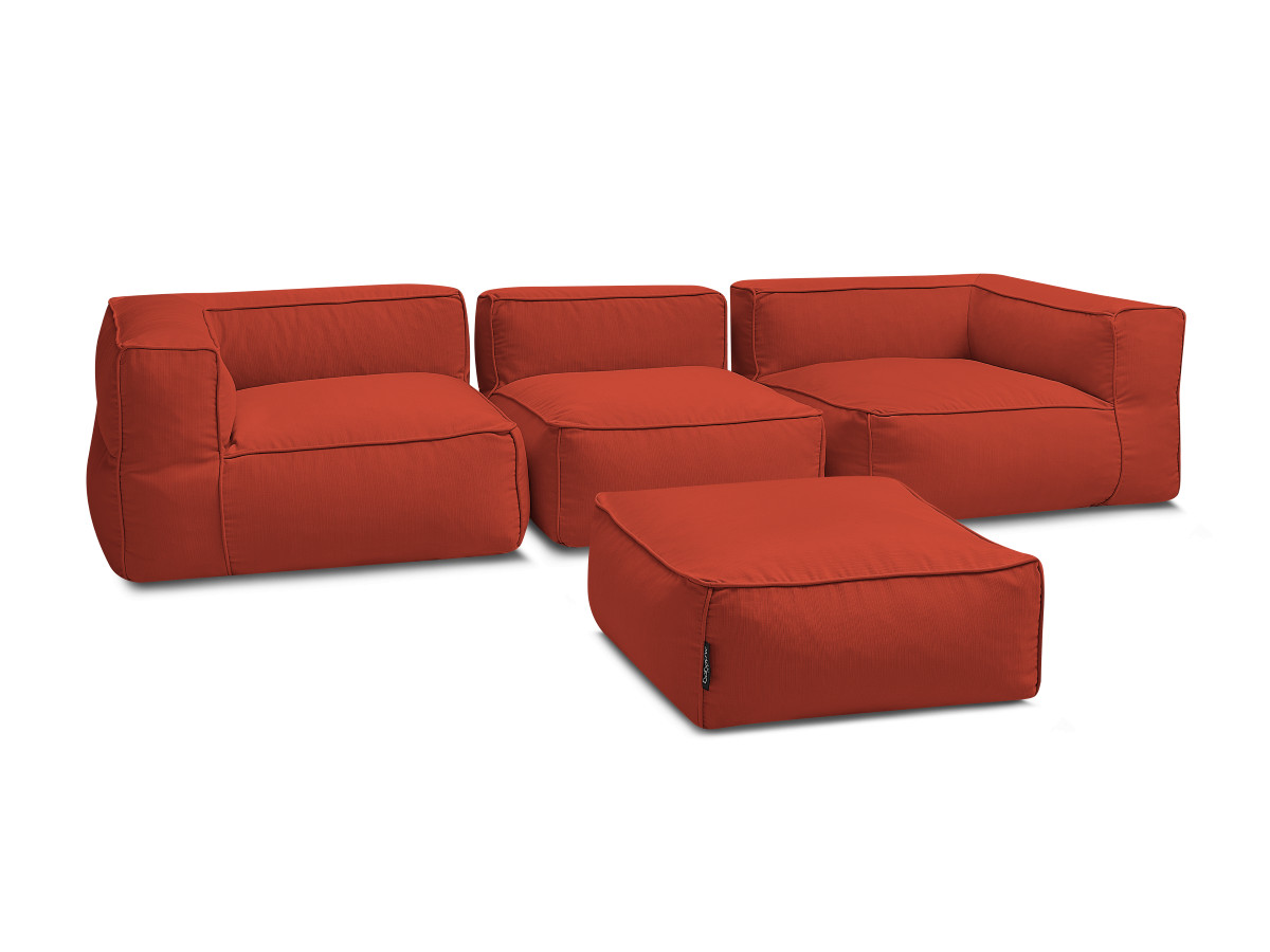 Bobochic Giulia Gartensofa 4-Sitzer mit Pouf, 2 Eckmodule Stoff Rot