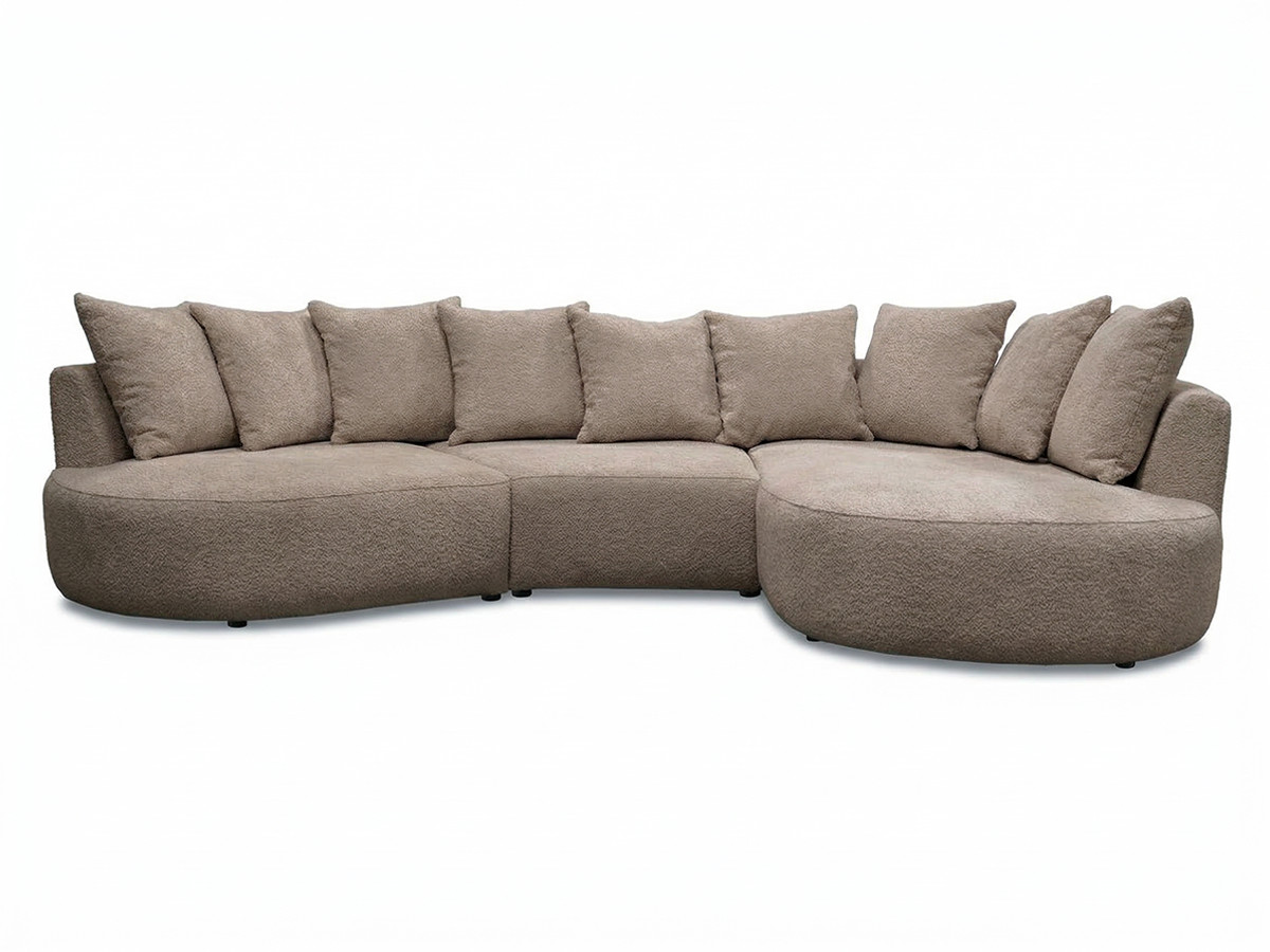 Bobochic Calypso Ecksofa Bouclé-Stoff Taupe Ecke rechts